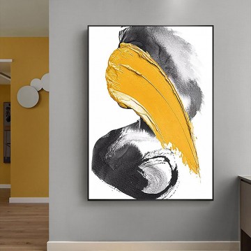  Amarilla Pintura - Pinceladas amarillas de Palette Knife wall art minimalismo textura